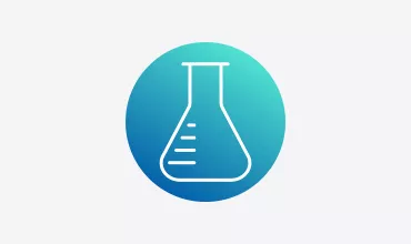 Blue gradient icon of a flask