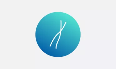Blue gradient icon of a gene