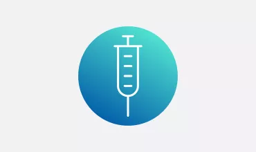 Blue gradient icon of a seringue