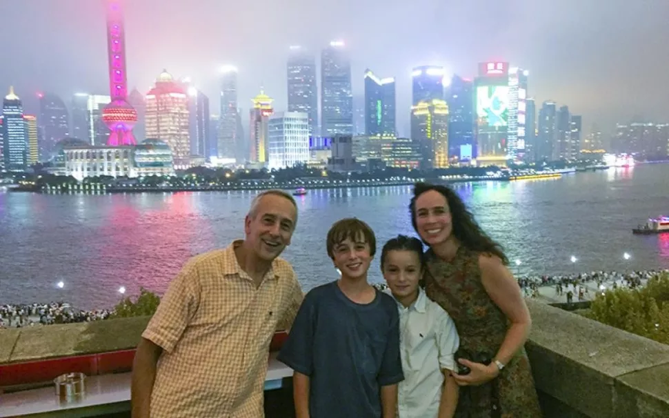 Marc and his family enjoying the sites of Shanghai - skyline